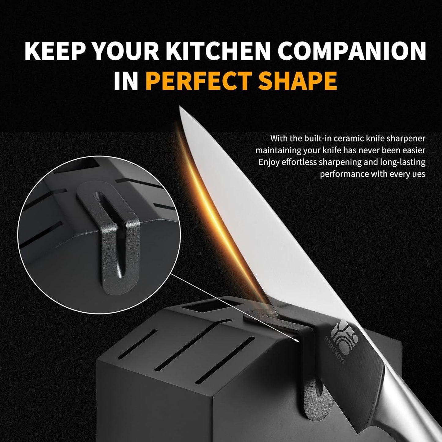 Premium Quality 14-Piece Knife Set with Block, Professional Chef Knife Set - Ultra-Sharp Kitchen Knives with Ergonomic Wood Handle, Ideal for Home, Outdoor, Camping, BBQ, and Gifts for Men