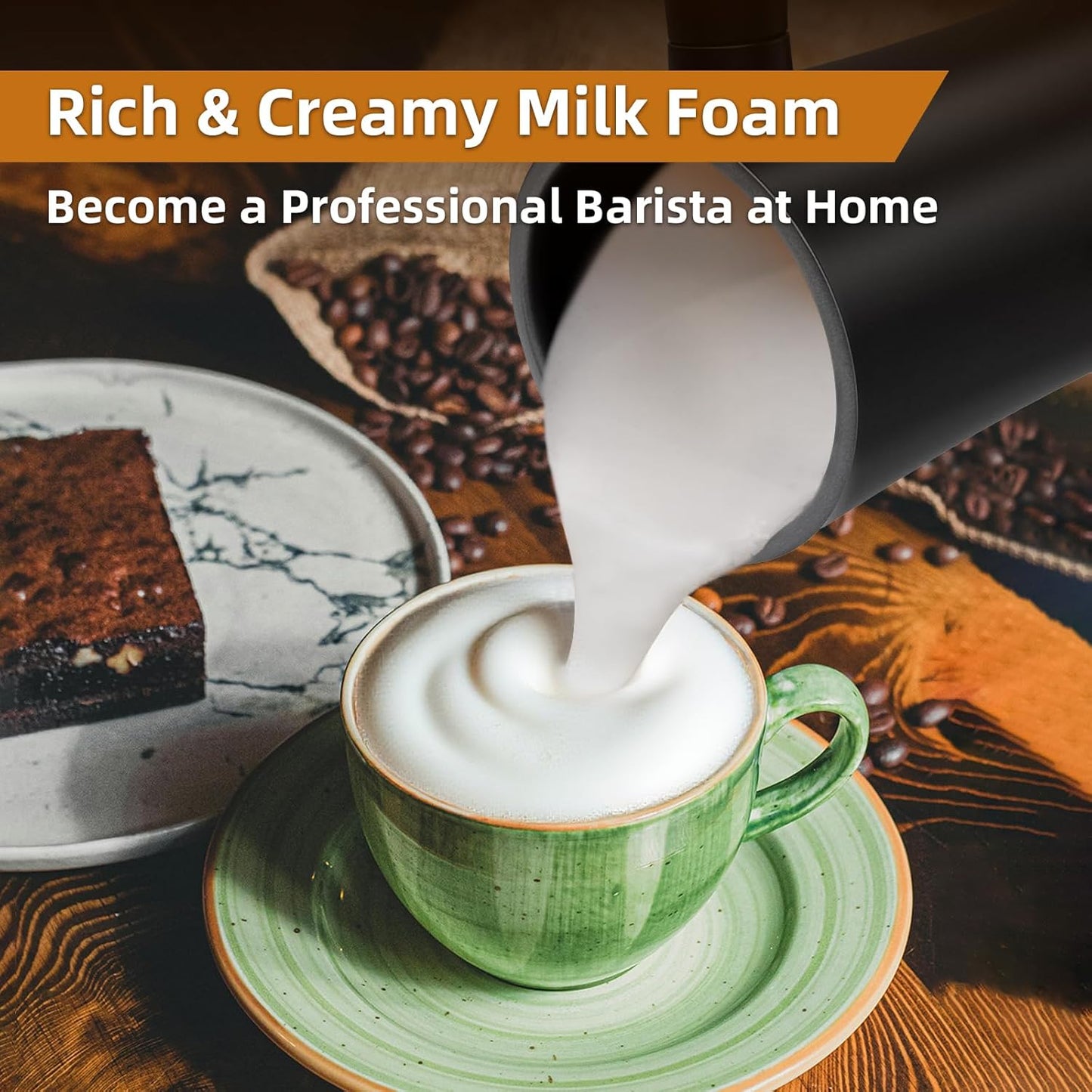 Milk Frother, 4-in-1 Electric Milk Steamer, 350ml/11.8oz Automatic Frother Machine for Coffee, Warm and Cold Foam, Temperature Control for Latte, Cappuccino, Hot Chocolate