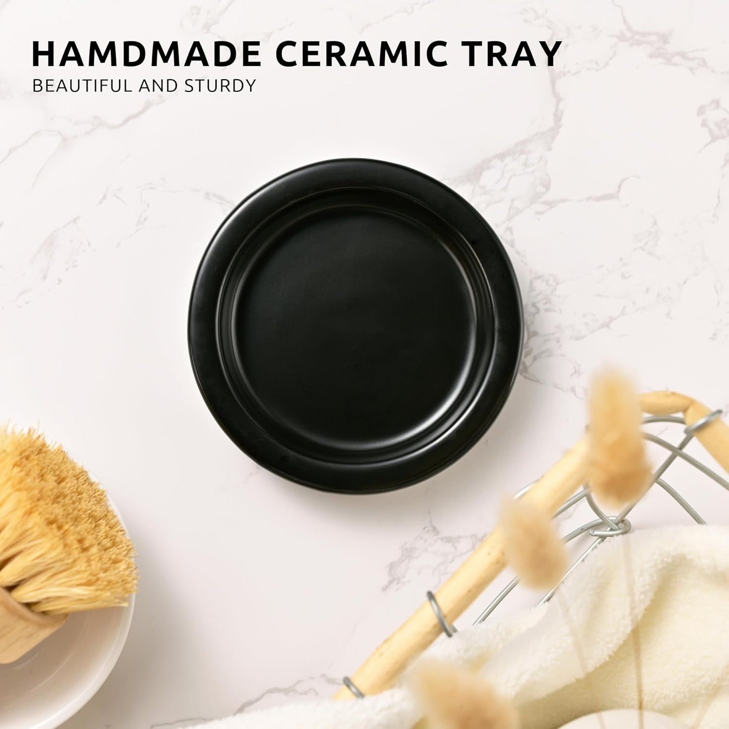 Glass Soap Dispenser Set by Janxin,Bathroom Soap Dispenser Set with Ceramic Tray,Luxury Bathroom Accessories,Modern Kitchen Decor (Amber(Hand Soap))