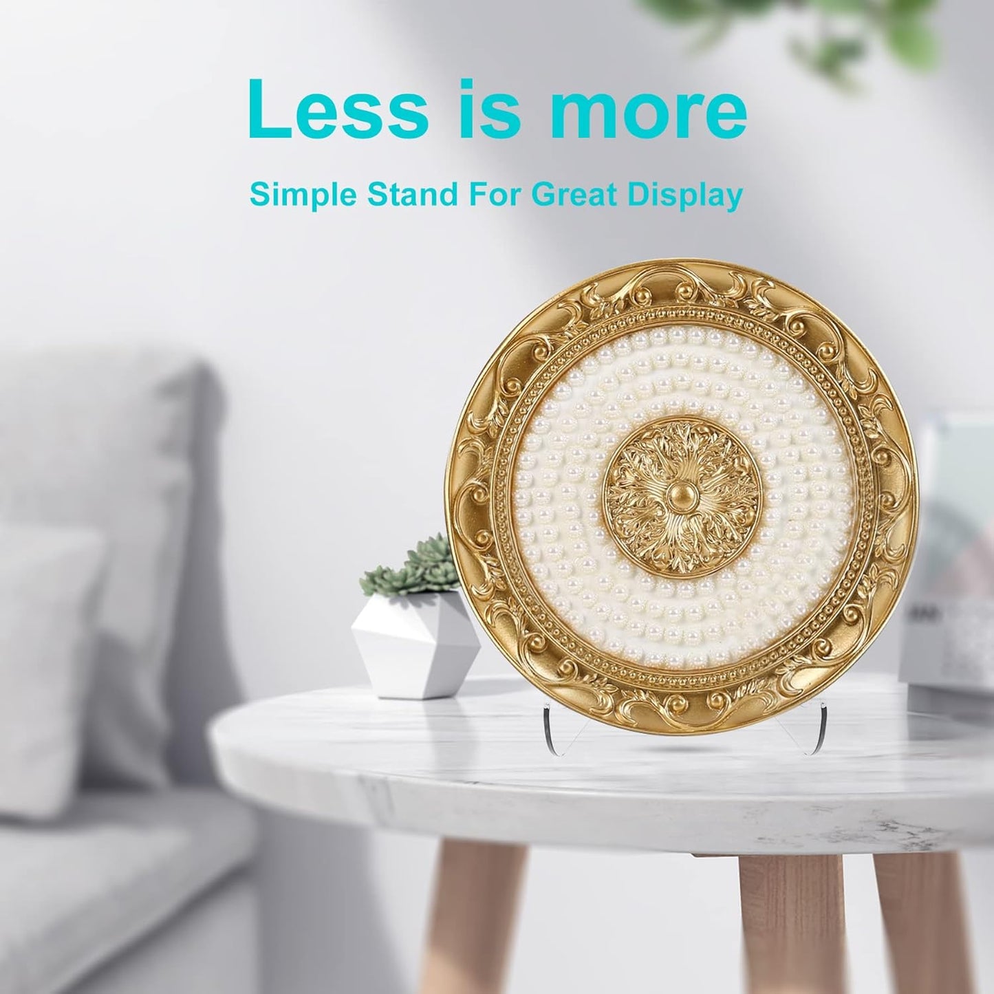 Boloyo Flat Back Acrylic Plate Display Stand , 6 Inch 5PC Clear Acrylic Display Holder Easel Base for Home Office Kitchen School Art Display