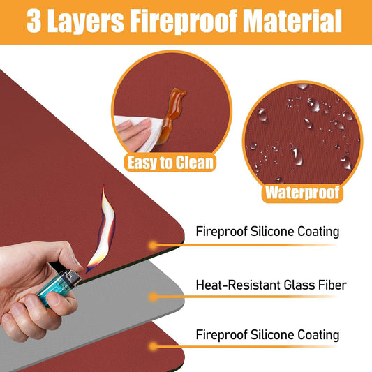 Heat Resistant Mat for Air Fryer, 16 x 24in Heat Resistant Mat for Countertop, Fireproof Silicone Countertop Protector Appliance Slider Mat for Air Fryer, Coffee Maker, Toaster, Oven (Red)