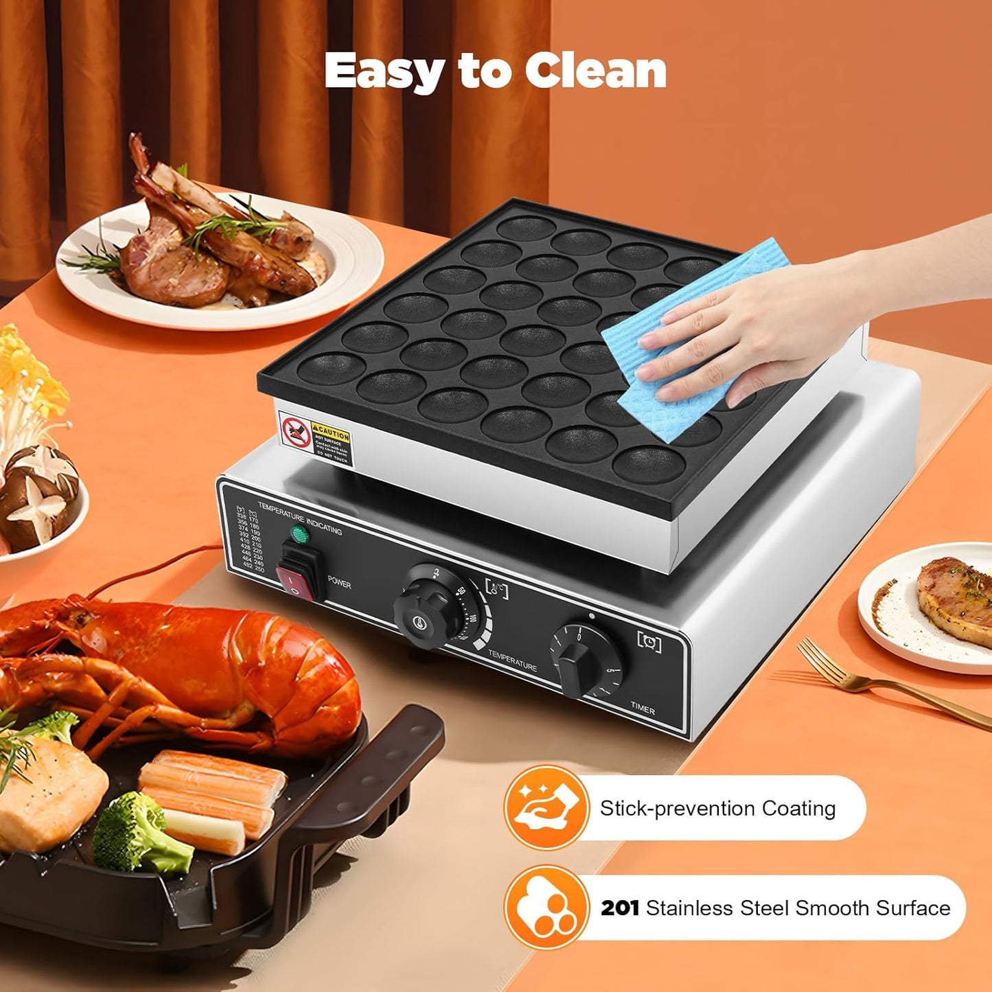 1000W Commercial Muffin Machine, 110V Electric Waffle Furnace Hotcakes Maker Stainless Steel, 36 Holes Mini Pancakes Maker Machine for Home and Restaurants