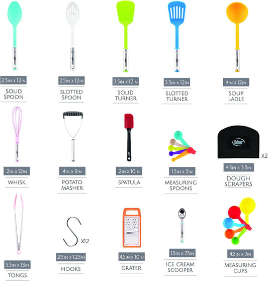 Kitchen Utensils Set 35 PCS Cooking Utensils Set, Nonstick and Heat Resistant Nylon Stainless Steel Silicone Spatula Set - Kitchen Gadgets Home Essentials Kitchen Accessories, Apartment Must Haves