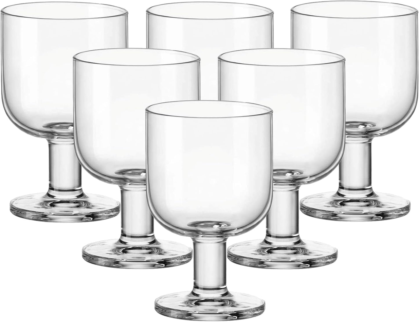 Bormioli Rocco Hosteria Set Of 6 Stackable Wine Glasses, 6.75 Oz. Goblet, Clear Tempered Glass, Made In Italy.