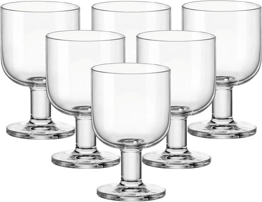 Bormioli Rocco Hosteria Set Of 6 Stackable Wine Glasses, 6.75 Oz. Goblet, Clear Tempered Glass, Made In Italy.