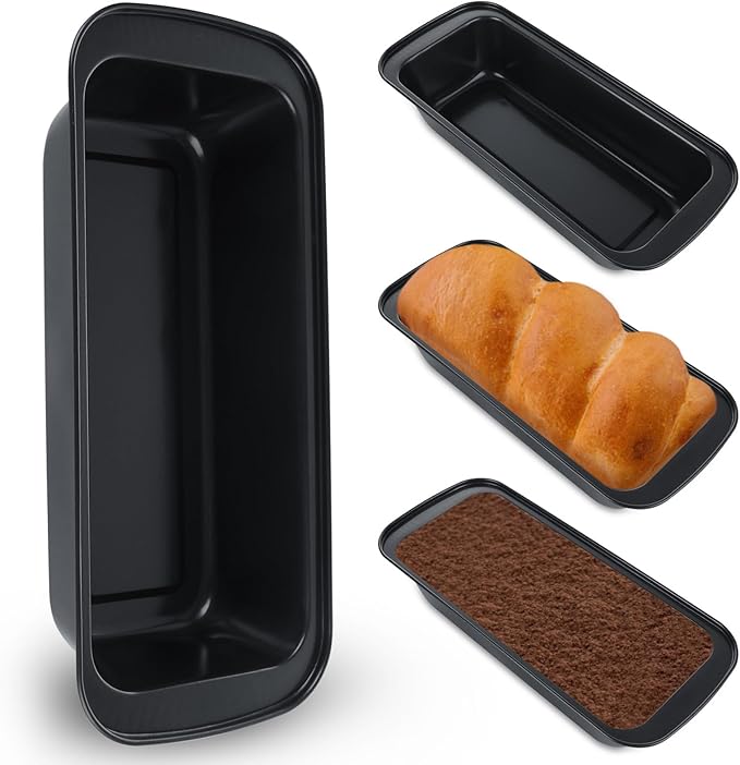 4 Pack Large 11.8'' x 5'' Bread Loaf Pan Carbon Steel Long Bread Loaf Pan Bread Pans for Homemade Bread Meatloaf Pan Dishwasher Safe Easy Release Bakeware