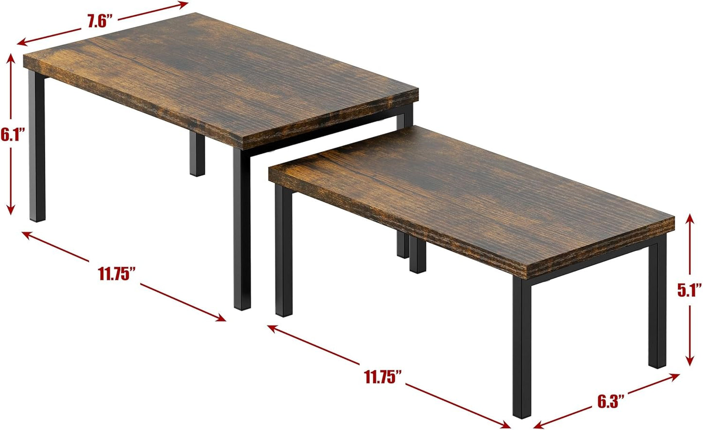 Simple Houseware Wooden Top Expandable Stackable Kitchen Cabinet and Counter Shelf Organizer, Rustic Brown