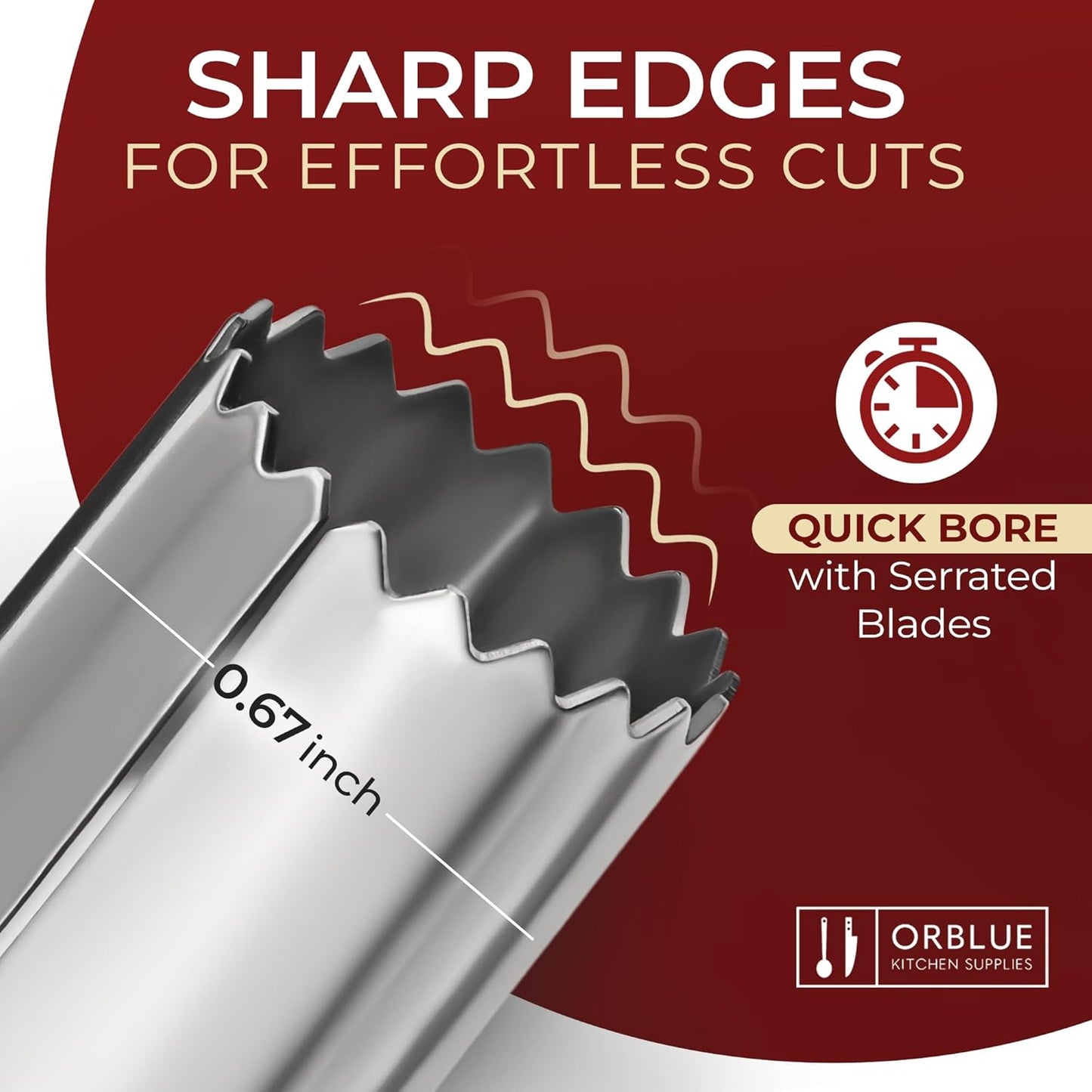 Orblue Premium Apple Corer Tool - Durable Stainless Steel Fruit Core Extractor Tool - Apple Corer Remover, Red