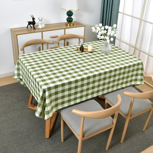 Gingham Tablecloth Rectangle Table Cloth Heavy Duty Cotton Checkered Table Cover for Spring Picnic Kitchen Dining(C-Sage Green, 52x120 inch)