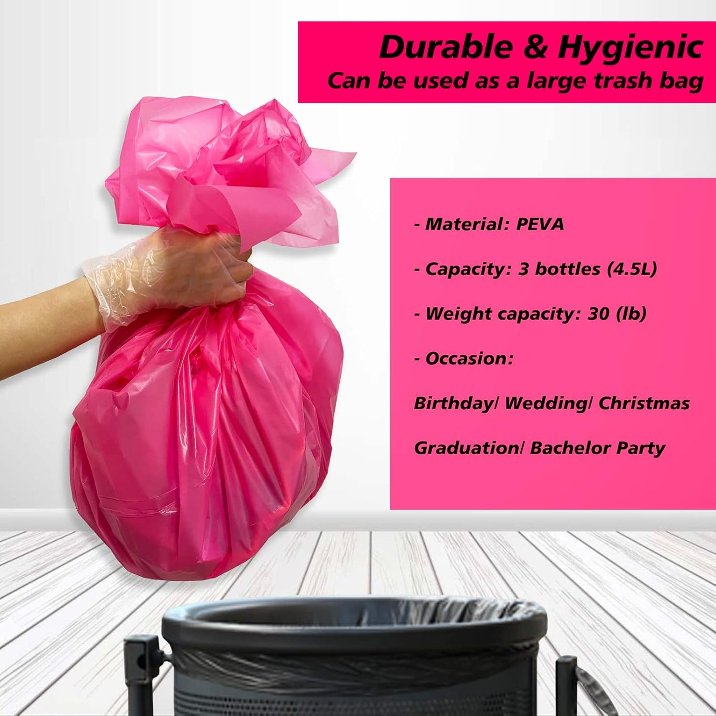 Hot Pink Plastic Table Cloth 4 Pack Disposable Cover for Girls Party, Baby Shower, Gender Reveal, Birthday Decorations 54" X 72" (Hot Pink 4 Pack)