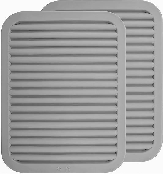 Silicone Trivets Set 2, Big Trivets Mats for Hot Pots and Pans, Heat Resistant Hot Pads for Kitchen Counter, Multi-Purpose & Versatile Trivet Mats, 9 x 12 Inch Silicone Pot Holder Pads Grey