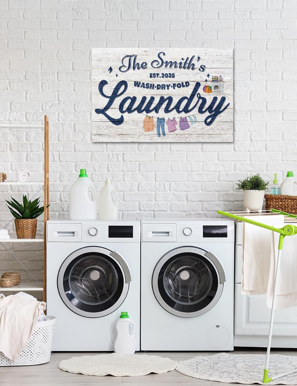 IPIC - Personalized Laundry Room Sign, Custom Canvas Wall Art with Family Name, Rustic Home Decor Printed Acid-Free Cotton Canvas for Business and Home, Made in USA and Ready to hang for Laundry Decor