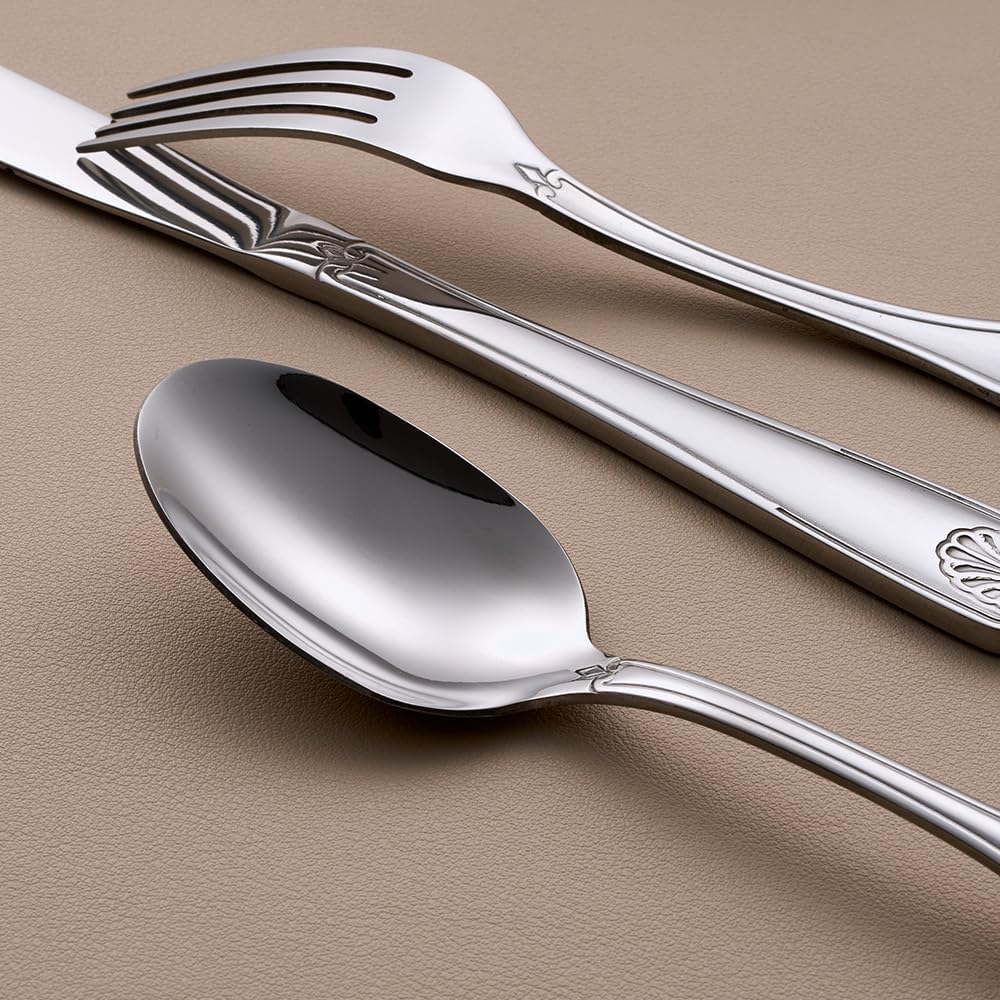 30-Piece Flatware Set, Stainless Steel Silverware Set for 6, Cutlery Set with Shell Pattern, Fork Spoon Knife Set, Dishwasher Safe