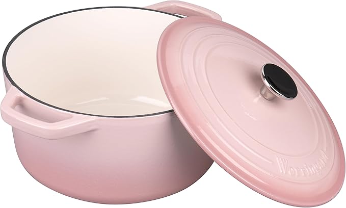 Enameled Cast Iron Dutch Oven Pot with Lid, for Bread Baking, Round Bread Oven- include Sourdough Bread Baking Supplies set, 4.5QT, Pink
