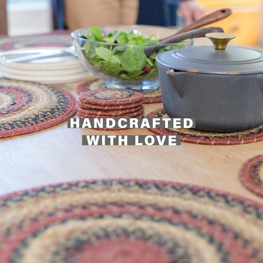 Highland Jute Woven Round Placemats Set of 6, 15", Warm Lodge and Country Decor, Multicolor Table Mats - Vibrant Colors, Durable, Easy to Clean and Protects Furniture