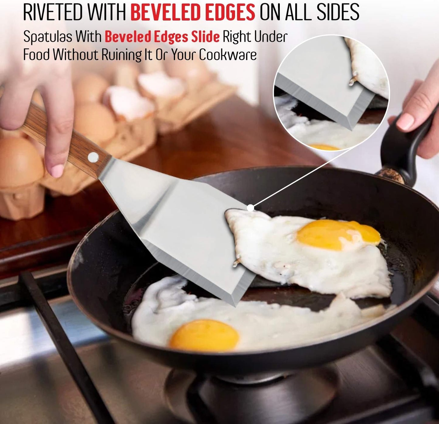 Homi styles Cookie/Brownie Spatula Small Metal Spatula With Merbau Wooden Handle | Heavy Duty Stainless Steel Flipper With Beveled Edges | Small Spatula Portable Cooking Turner Mini 2.5-Inch Blade