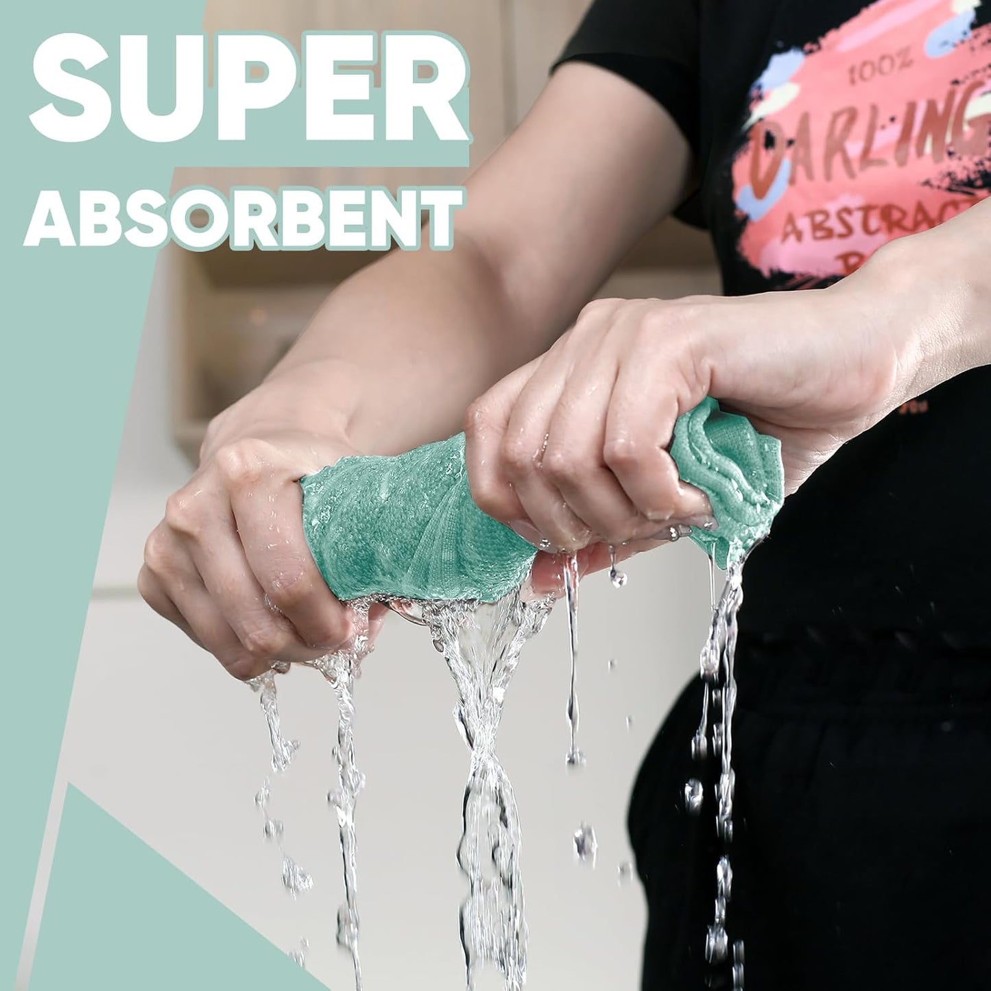 Oven Mitts Kitchen Towels Dishcloths with Pot Holders Sets 12PCS,Dish Towels Sets,Oven Gloves Pot Pads Heat Resistant 500 Degrees with Non-Slip Silicone Surface for Cooking Baking Grilling-Mint Green