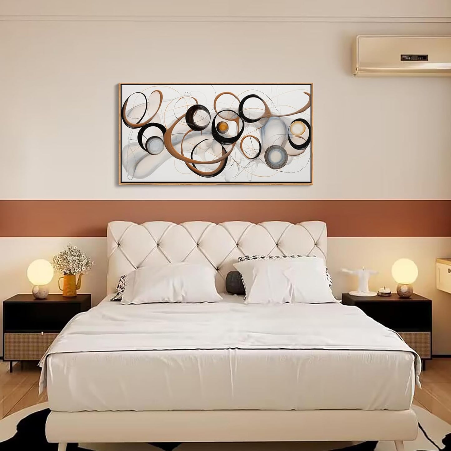 Abstract Wall Art, Modern Framed Canvas Wall Art for Living Room, Large Wood Wall Art Decor, Brown and Black Office and Kitchen Decorations, Bedroom Aesthetic, Modern Painting Print 20×40