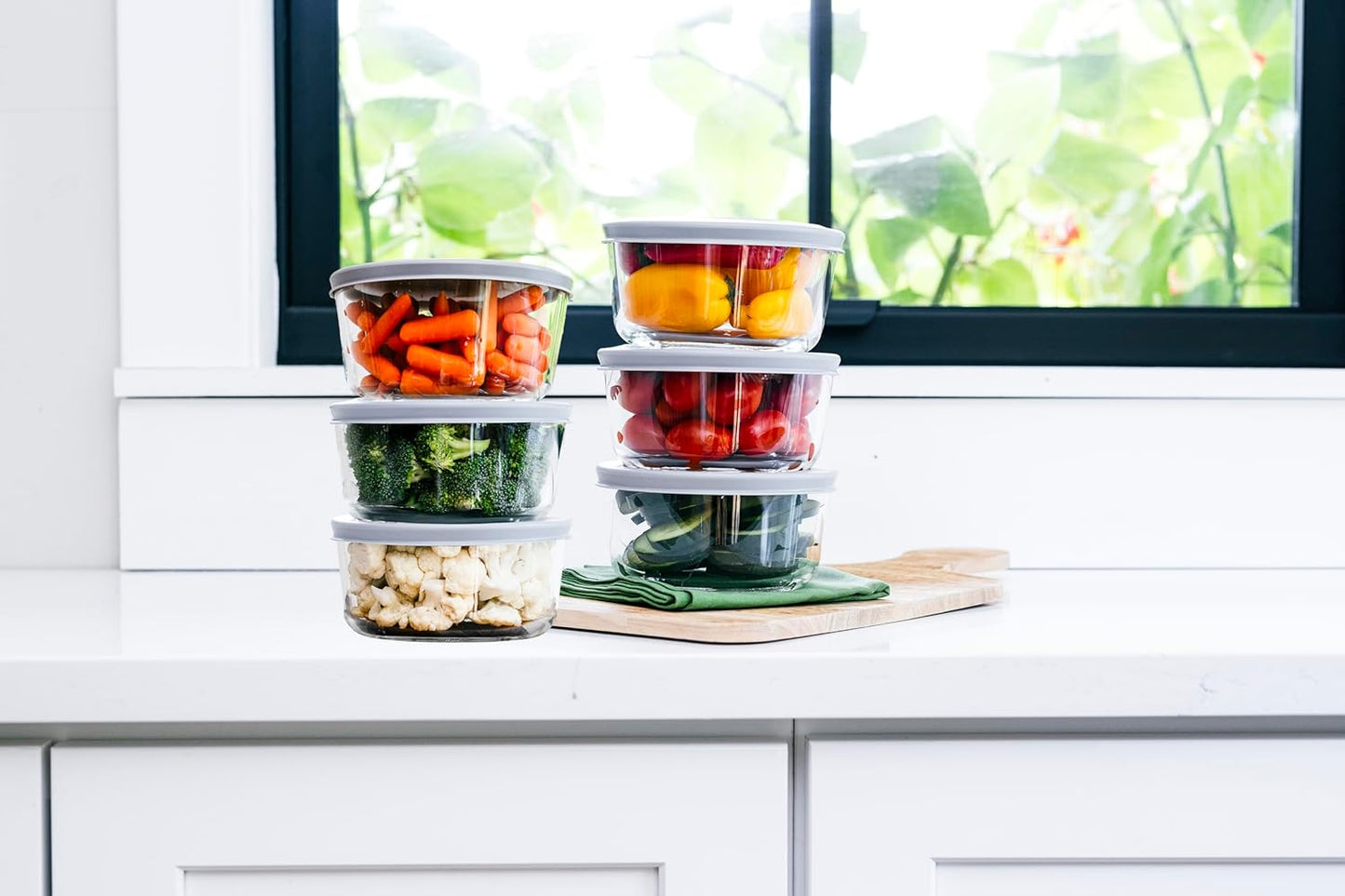 DURA LIVING 12-Piece Glass Food Storage Containers Set (6 Containers + 6 BPA-Free Lids) | 4-Cup, Leakproof | Microwave, Freezer, Oven & Dishwasher Safe | Ideal for Meal Prep & Pantry Organization
