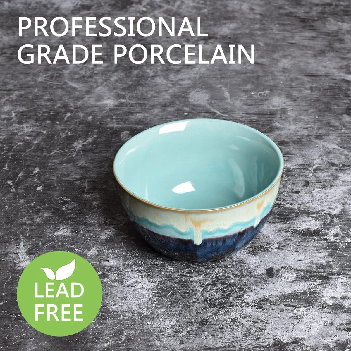 Bosmarlin Stoneware Cereal Bowls Set of 4, 26 Oz, Soup Bowls for Oatmeal, Salad, Dishwasher and Microwave Safe, Reactive Glaze (26 Oz, Pastel Blue)