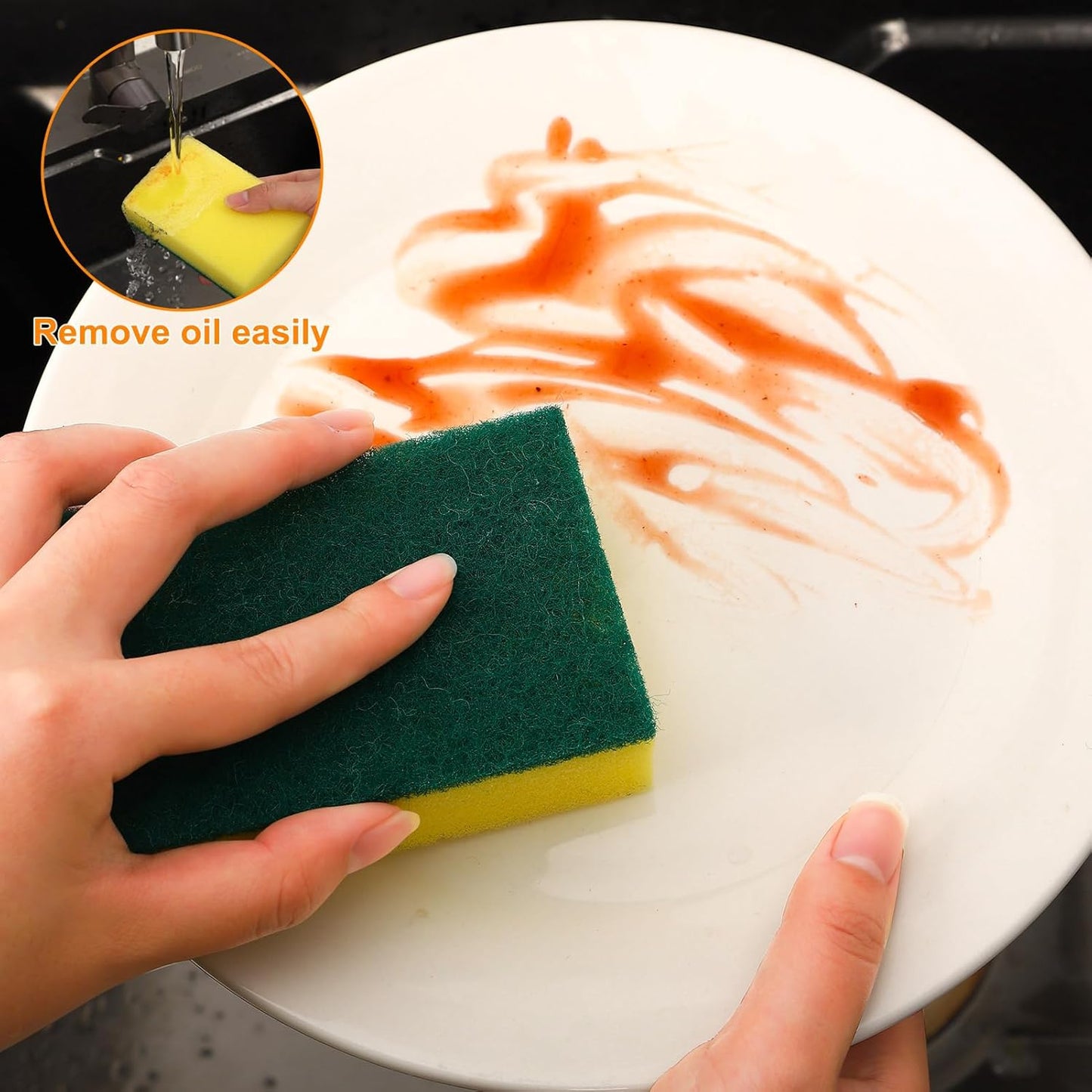 100 Pcs Individually Wrapped Sponges, Uncompressed Non Scratch Scrouing Sponges for Household Cleaning Dishes Kitchen Airbnb Apartment Car Bike Green