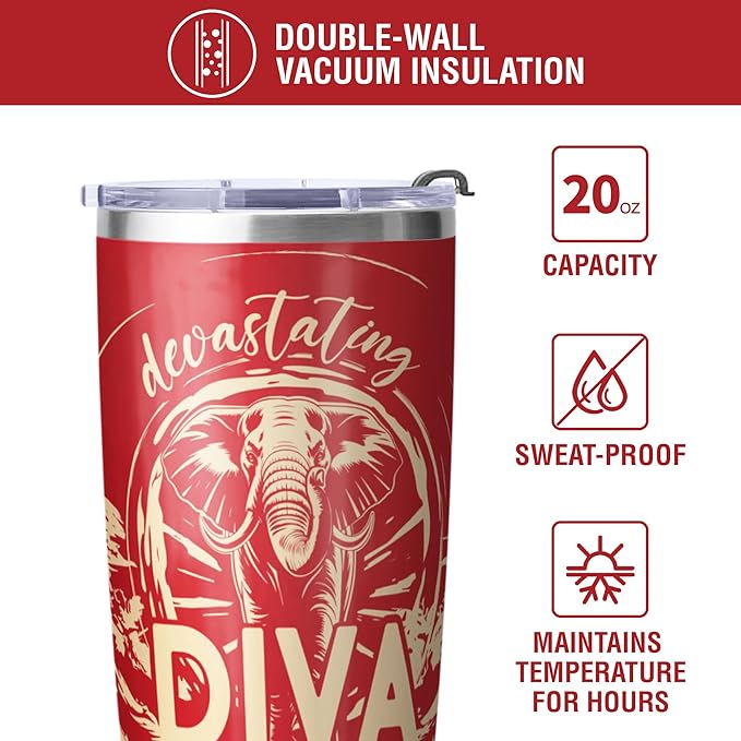 Delta Sigma Theta Sorority Paraphernalia - Official Vendor - 20oz Stainless Steel Insulated Sublimation Tumbler - Devastating Diva