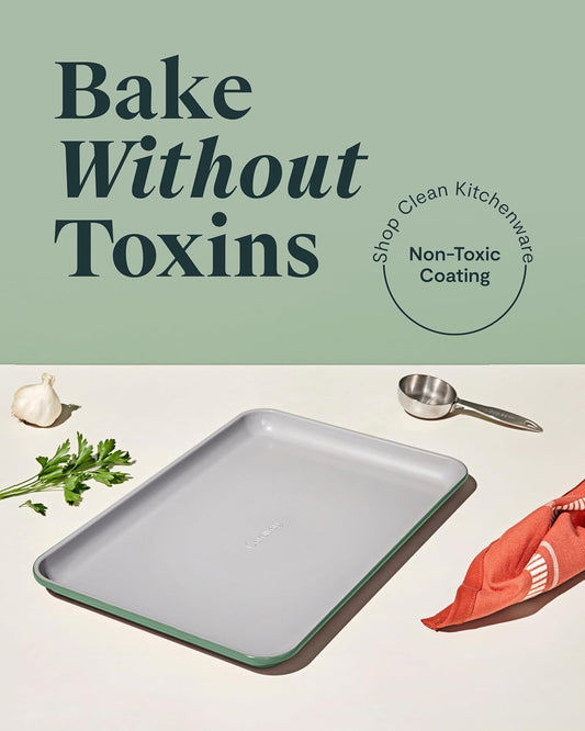 Caraway Non-Stick Ceramic Medium Baking Sheet - Naturally Slick Ceramic Coating - Non-Toxic, PTFE & PFOA Free - Perfect for Baking, Roasting, and More - Medium (15" x 10") - Sage