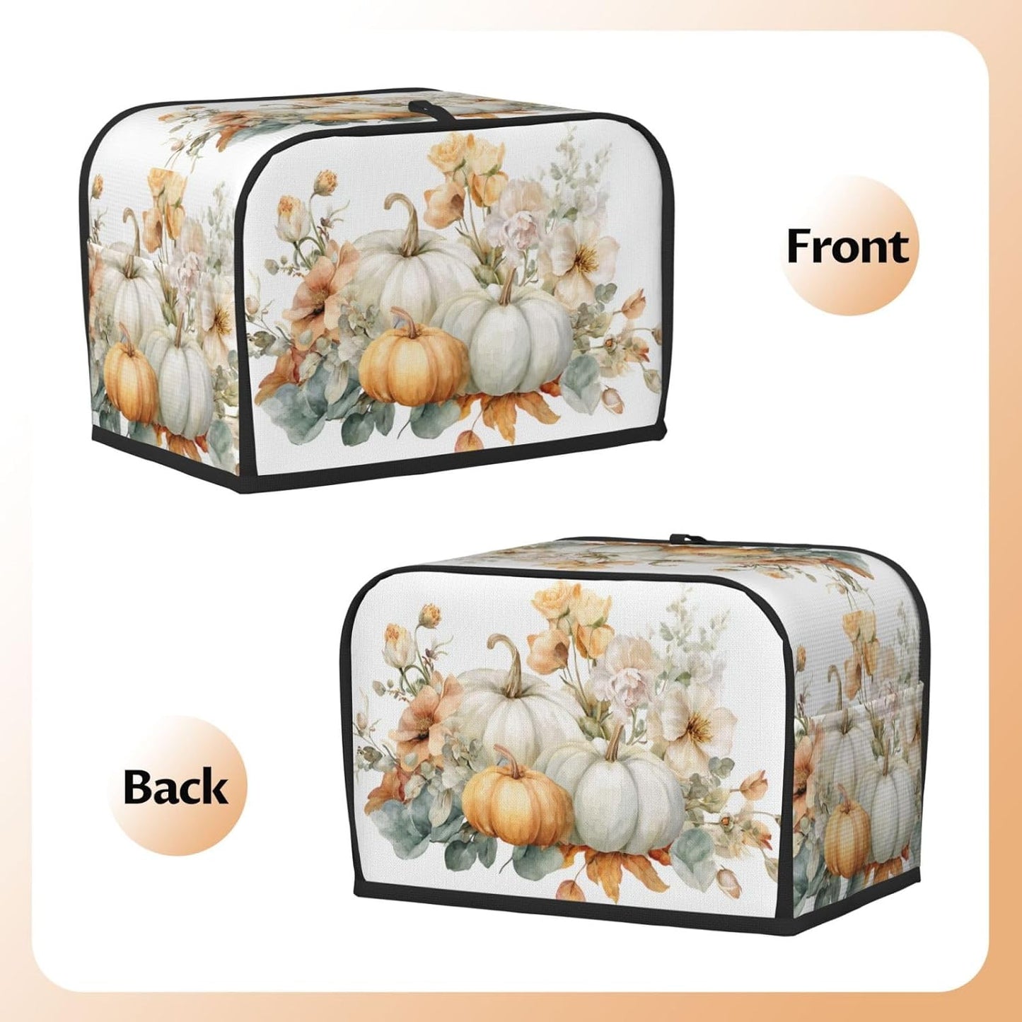 Toaster Cover 2 Slice Pumpkin Thanksgiving Botanical Watercolor Kitchen Small Appliance Covers with Pockets Dust and Fingerprint Protection