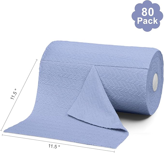 LIVOS Microfiber Cleaning Cloth Roll - 80 Pack, Reusable Paper Towels, Microfiber Towels for Cars, Super Absorbent Lint Free Cleaning Rags for House, Kitchen, Window-Light Purple, 11.5"x11.5"