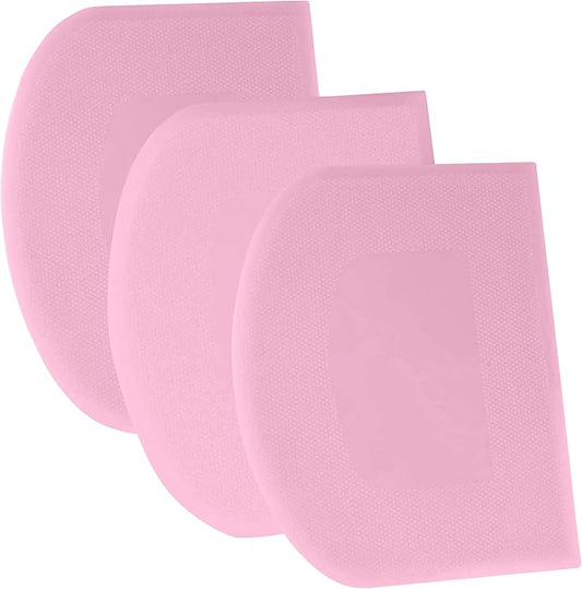 SURDOCA Dough Scraper Bench Scraper - 3P 8.3x5.5" Plastic Flexible Bowl Scraper, Sharp Edge & Angles Cake Scraper. Non-Slip Bakeware Decorating Tools Sculpting & Modeling Tools - Pure Pink