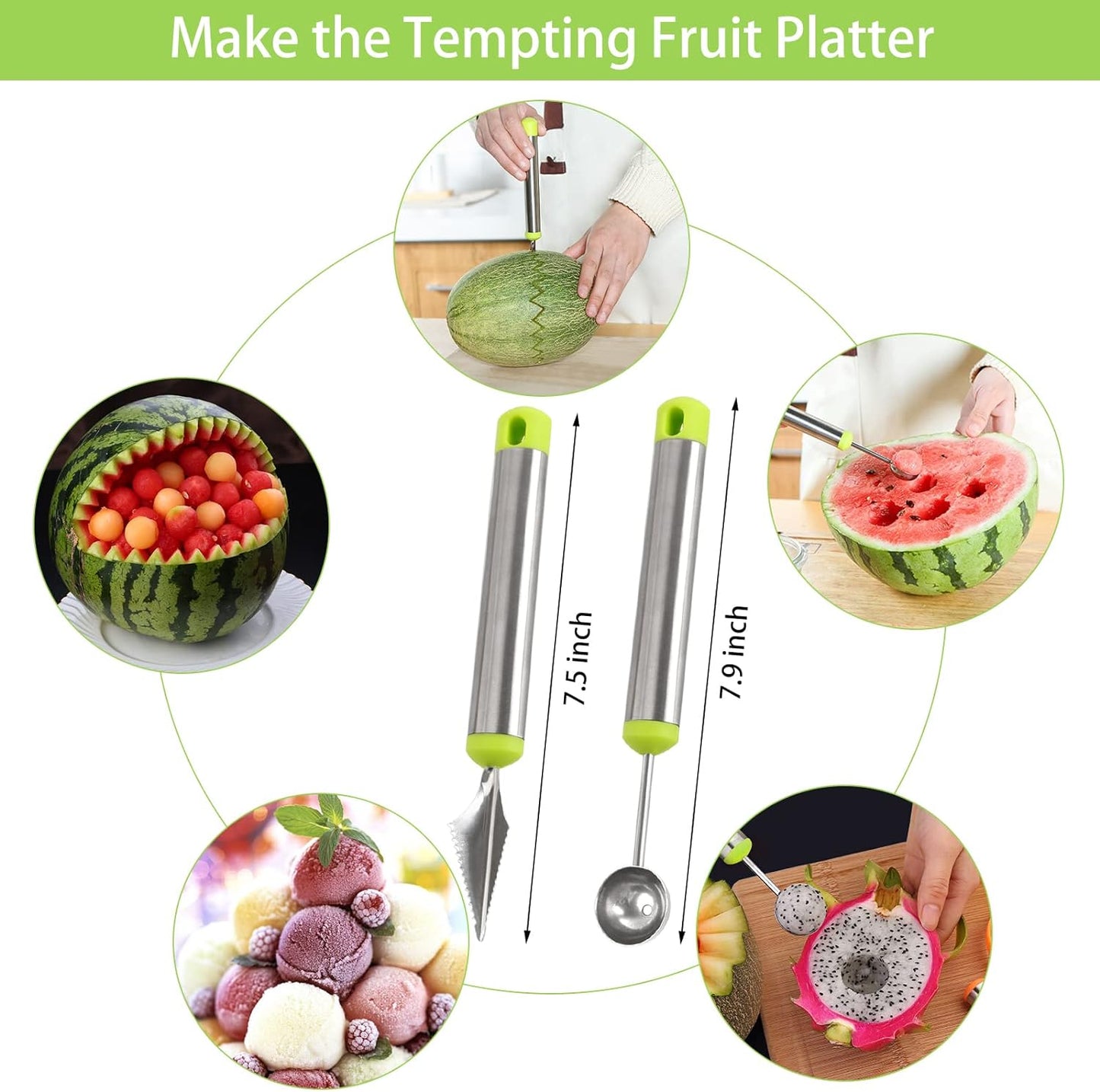 Openfly Vegetable Corer Tool, 6 Pcs Stainless Steel Fruit and Vegetable Corer Tools for Home Kitchen Cherry Pear Jujube Zucchini Chili