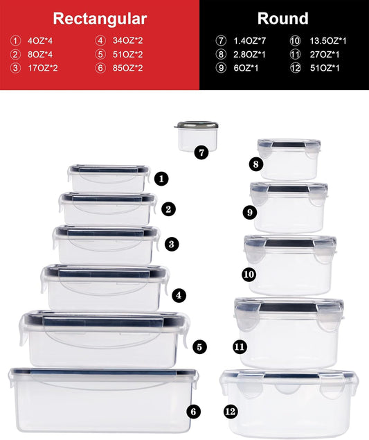 56 Pcs Large Food Storage Containers Set with Lids, Airtight Plastic Containers for Pantry & Kitchen Organization, BPA-Free, Leak-Proof