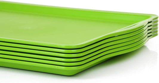 Mintra Home Large Unbreakable Plastic Rectangular Serving Tray/Platter with Handle 14 Inch Green - 6pack