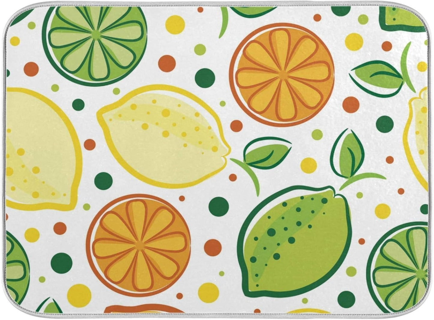 Fruits Colorful Lemon Dish Drying Mats 18 x 24 Inch Super Absorbent Microfiber Dish Drainer Rack Mats Soft Heat Resistant Drying Protector Pad for Kitchen Counter Sinks Dining Table