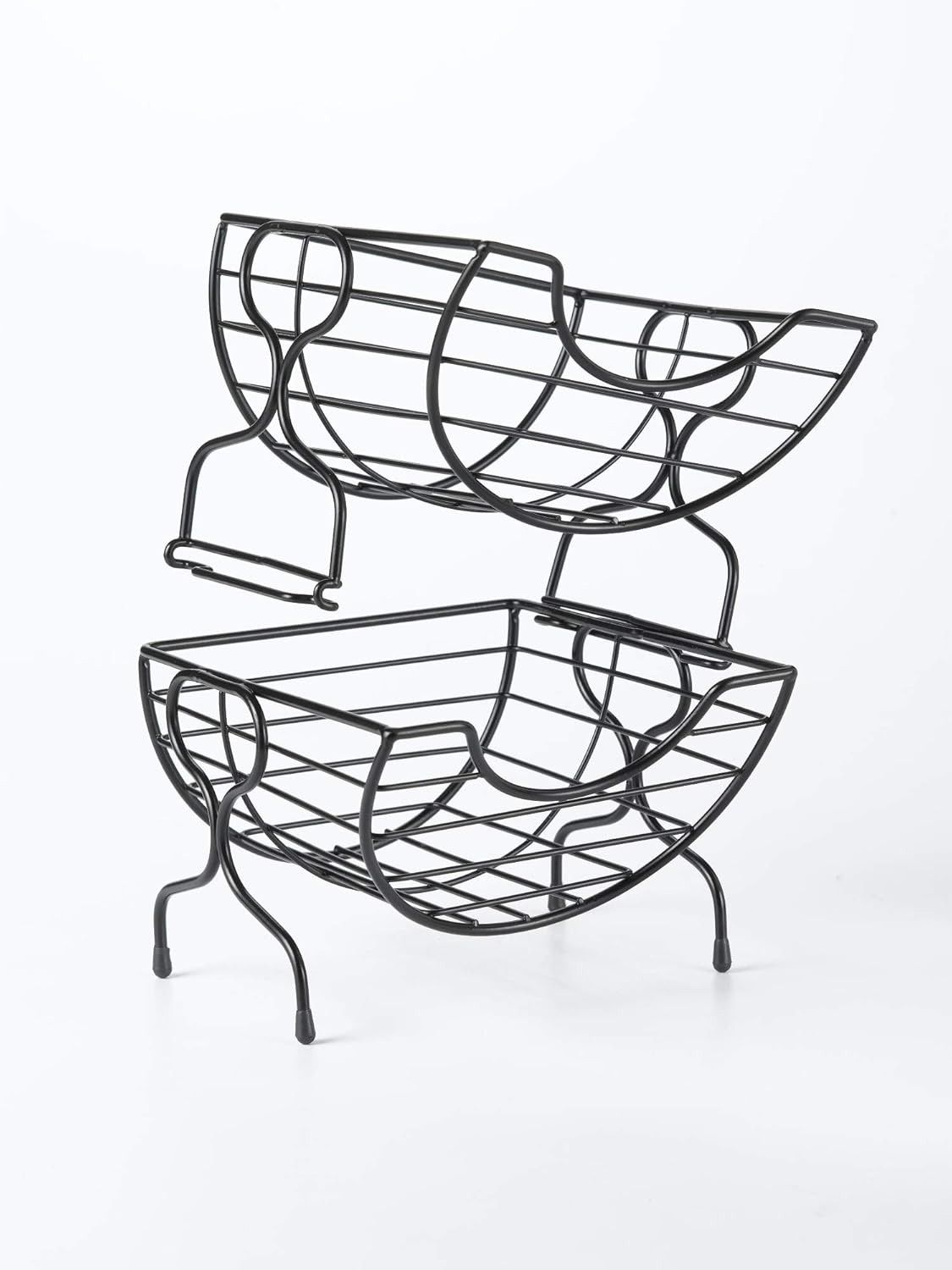 Nifty Single-Serve Wire Coffee Basket – Stacked Two-Tier Coffee Pod Storage Holder, Compatible with K-Cups, Home or Office Kitchen Counter Organizer, Modern Black Design