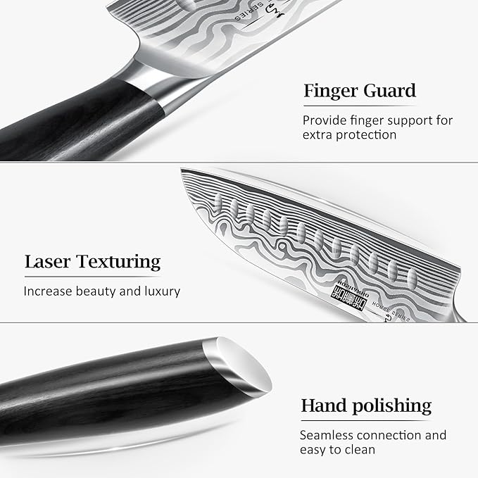 HOSHANHO 7 Inch Santoku Knife, Ultra Sharp Japanese High Carbon Powder Steel Kitchen Knife, Professional Chefs Knife with Ergonomic Handle