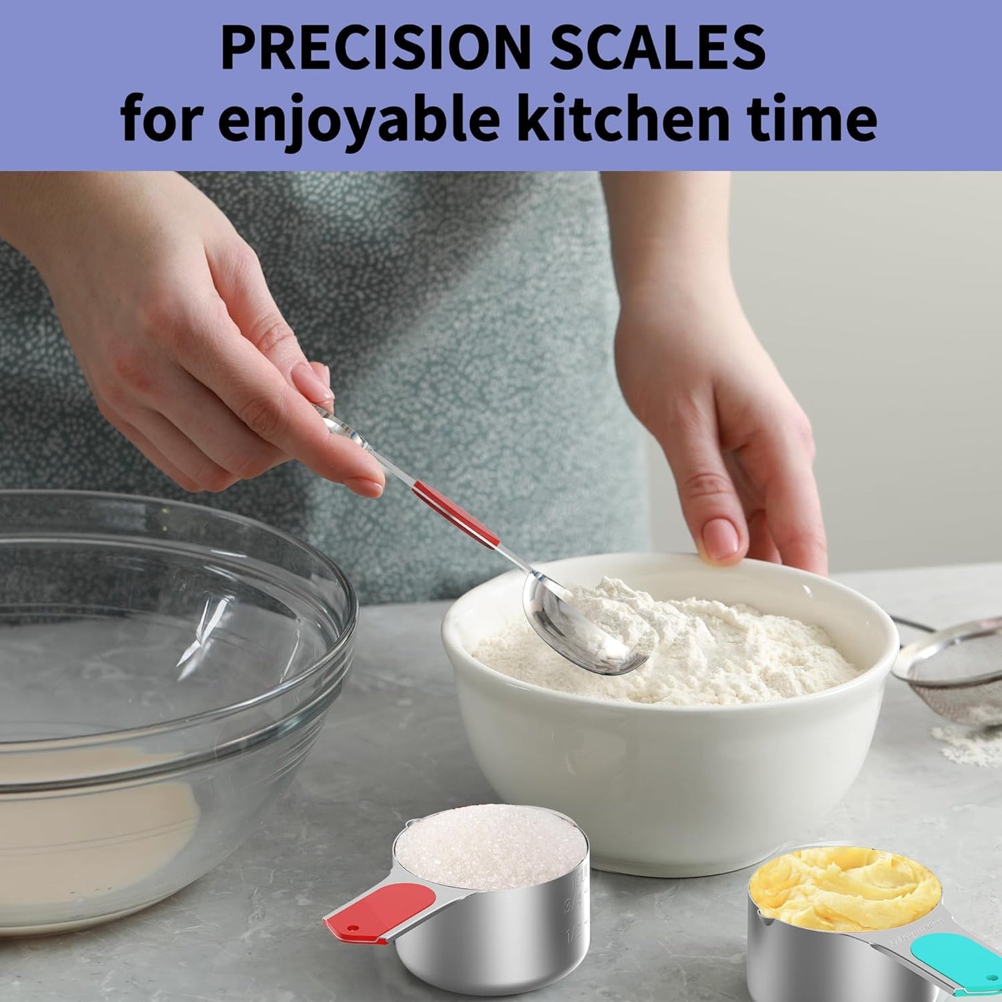 Magnetic Measuring Cups and Spoons Set, 5 Stainless Steel Measuring Cups for Dry and Liquid Ingredients, 7 Magnetic Measuring Spoons, 3 Plastic Measuring Cup with 1 Measuring Conversion Chart