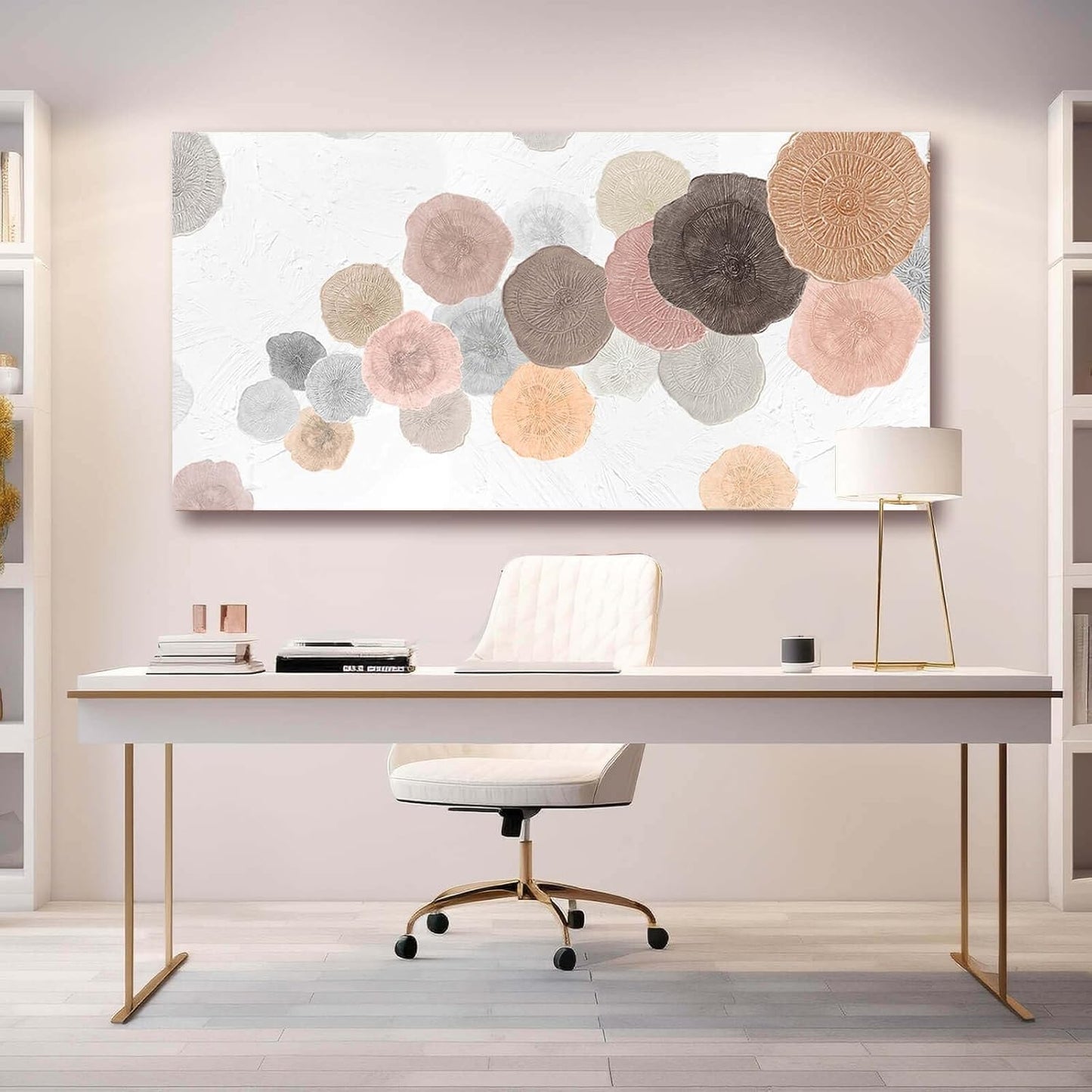 VAYIMDH Pink and Grey Painting on White Background Large Abstact Living Room Artwork Canvas Textured Wall Art for Bedroom Office 29"x 58" Hallway Decor