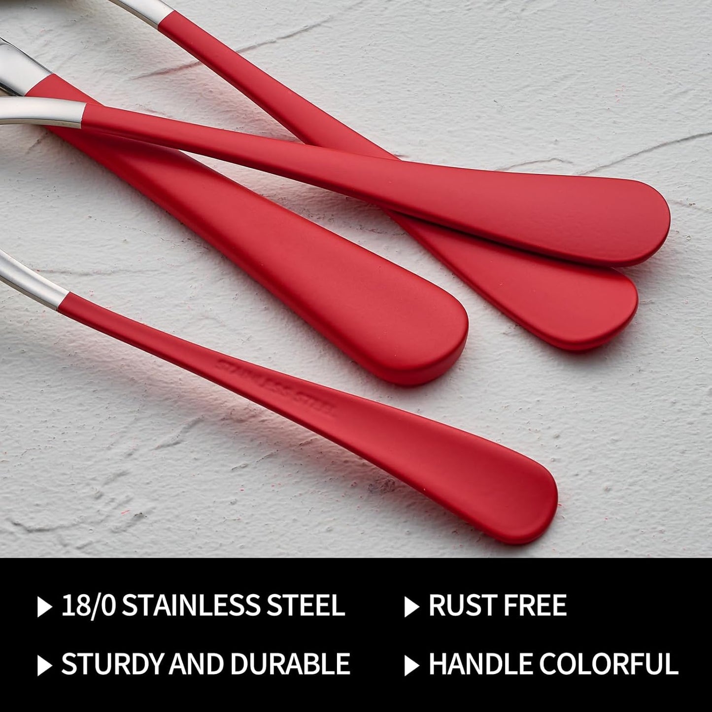 20-Pieces Red Silverware Sets for 4,Red Handle Stainless Steel Cutlery Set, Include Forks Spoons and Knives Set, Dishwasher Safe Utensil Sets for Home Restaurant