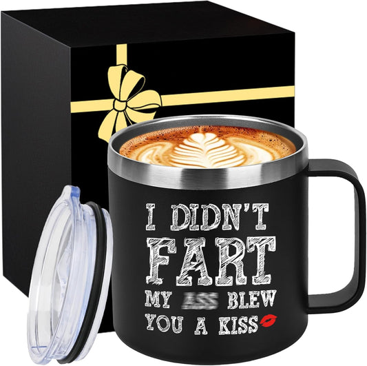 14 Oz Insulated Coffee Mug with Lid Travel Large Cup White Elephant Adults 30 Christmas Gag Fun Weird Unisex Holiday Best Cool Nice Novelty Useful Unique Men Prank Dirty Secret Santa Exchange Gifts