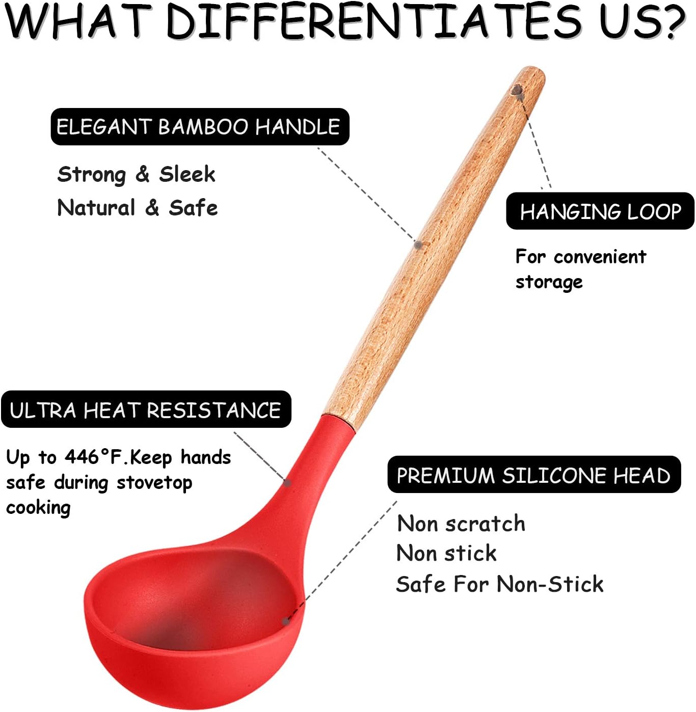 MIBOTE Silicone Cooking Utensils Kitchen Utensil Set - 446°F Heat Resistant,Turner Tongs, Spatula, Spoon, Whisk, Wooden Handle Kitchen Gadgets with Holder for Nonstick Cookware Christmas (Red)