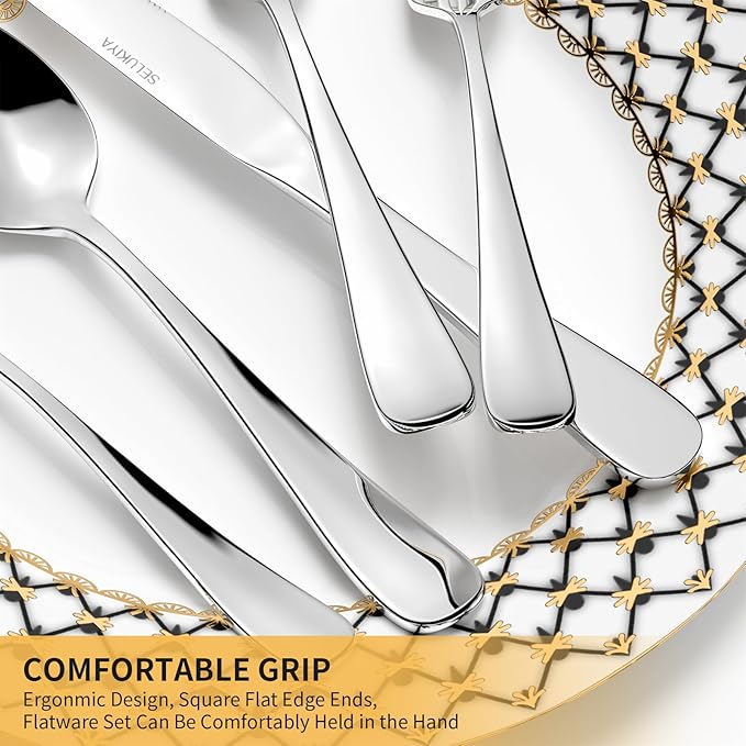 Silverware Set for 4, 20 Pieces Heavy Duty Stainless Steel Flatware Set, Mirror Polished Cutlery Utensil Set, Dinner Fork Knife Spoon Eating Tableware Set for Home, Dishwasher Safe, Silver