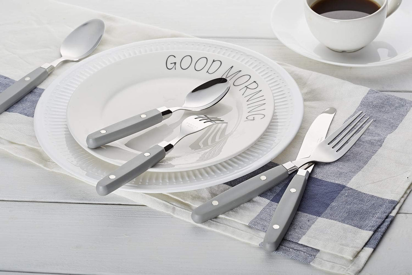 ANNOVA Silverware Set, Retro/Rivet Colorful Stainless Steel Tableware Kitchen Flatware Set Utensils, Includes Dinner Knives, Forks, Spoons, Salad Forks & Dessert Spoons (Gray, 20 Pieces)