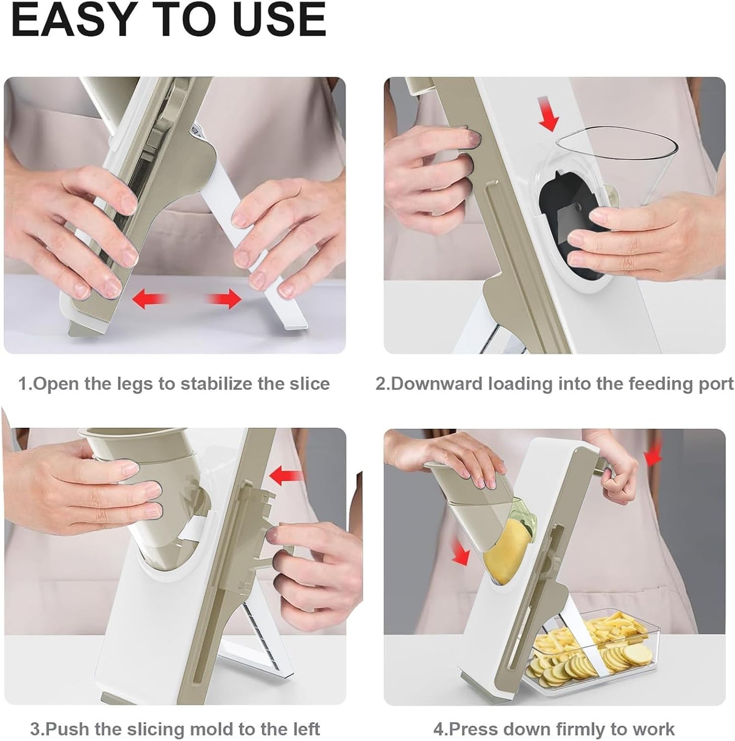 Mandoline Slicer for Kitchen, Mandoline Slicer Safe Multifunctional Dicer Adjustable Commercial Slicer Machine Stainless Steel Chopper