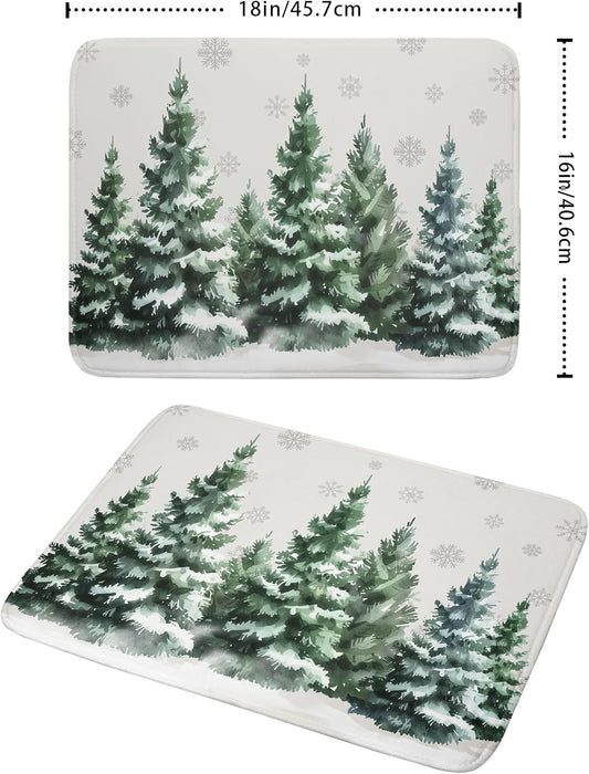 Christmas Dish Drying Mat 16x18 Inch Xmas Forest Tree Absorbent Dish Drainer Protector Pad Winter Holiday Microfiber Drying Mats Absorbent Reversible Dish Pad Kitchen Accessories for Countertop