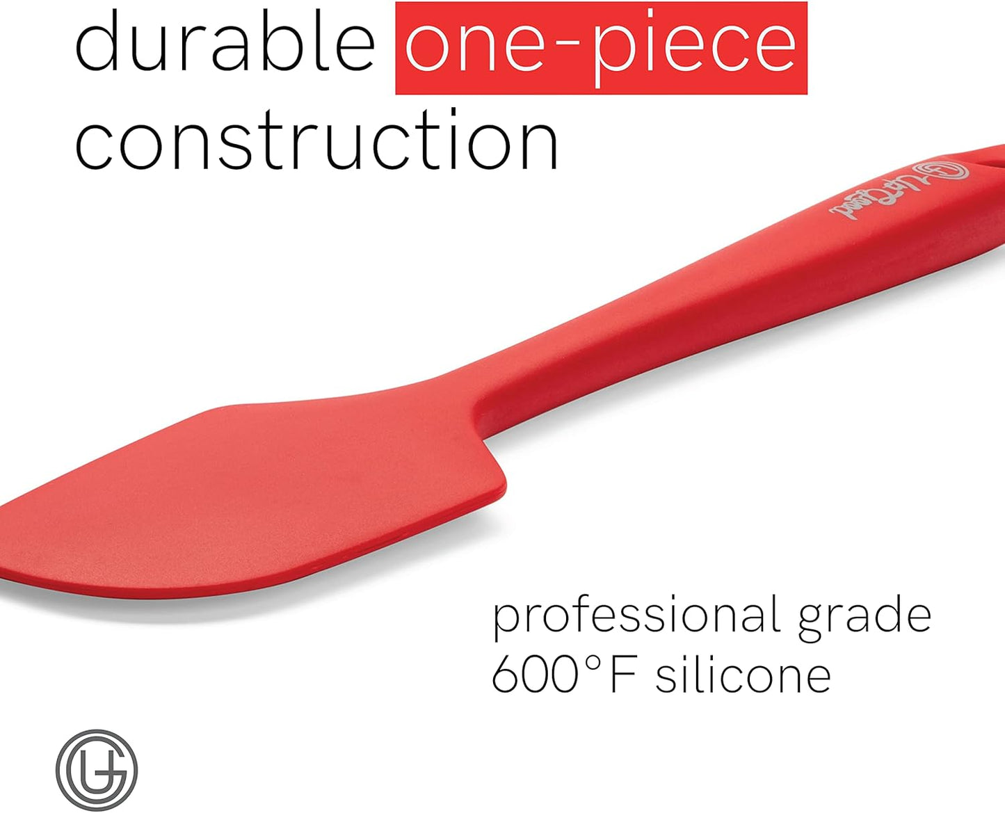 UpGood Silicone Spatula Set 600°F - High Heat Resistant Nonstick, Small and Large Kitchen Spatulas - Flexible BPA Free Professional Grade Cookware - Utensils for Cooking, Baking, Mixing(4 Pcs, Red)