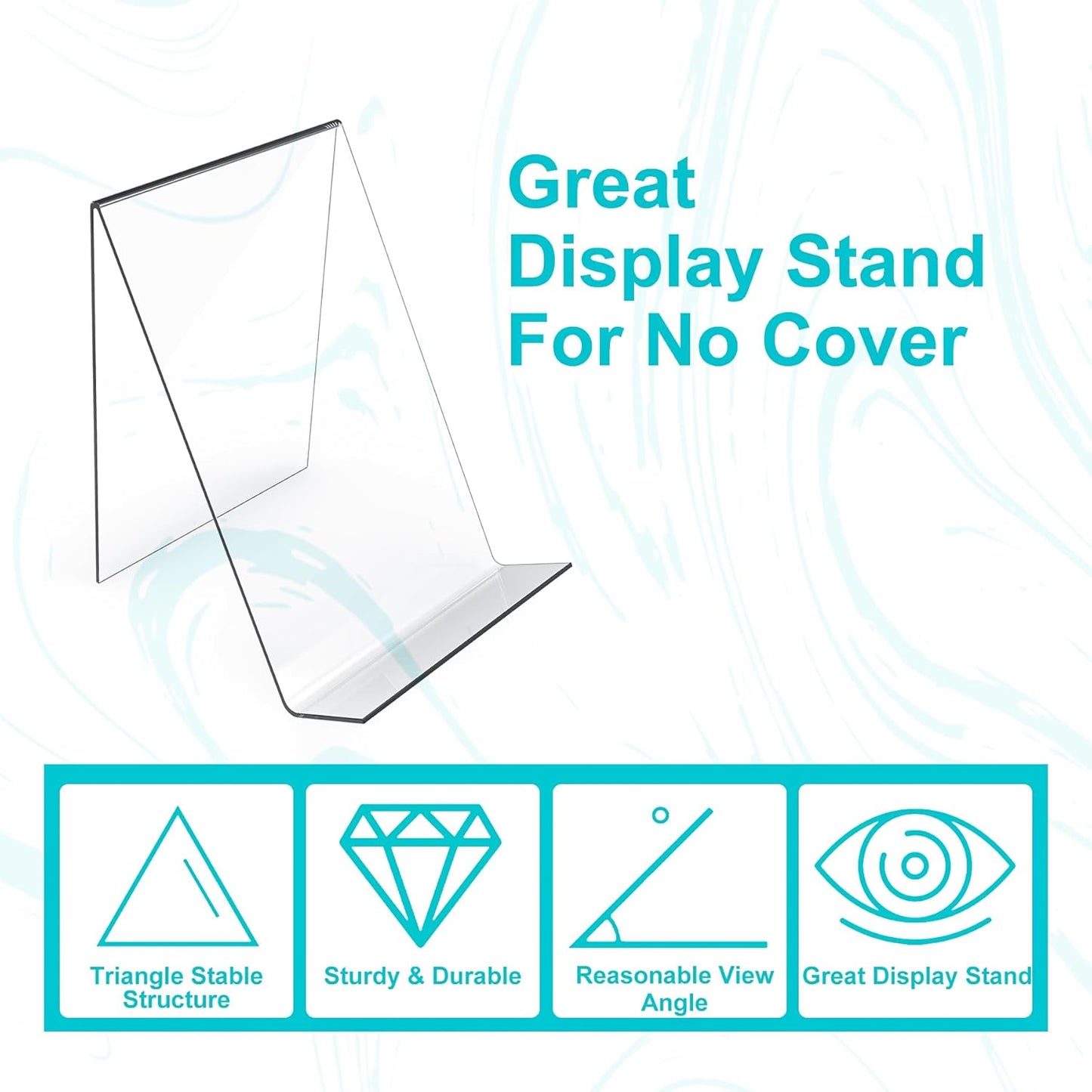 Boloyo Acrylic Book Stand Without Ledge,6 Inch 10PC Clear Acrylic Display Easel Transparent Display Stand Holder Tablet Holder for Displaying Pictures,Books,Artworks, CDs