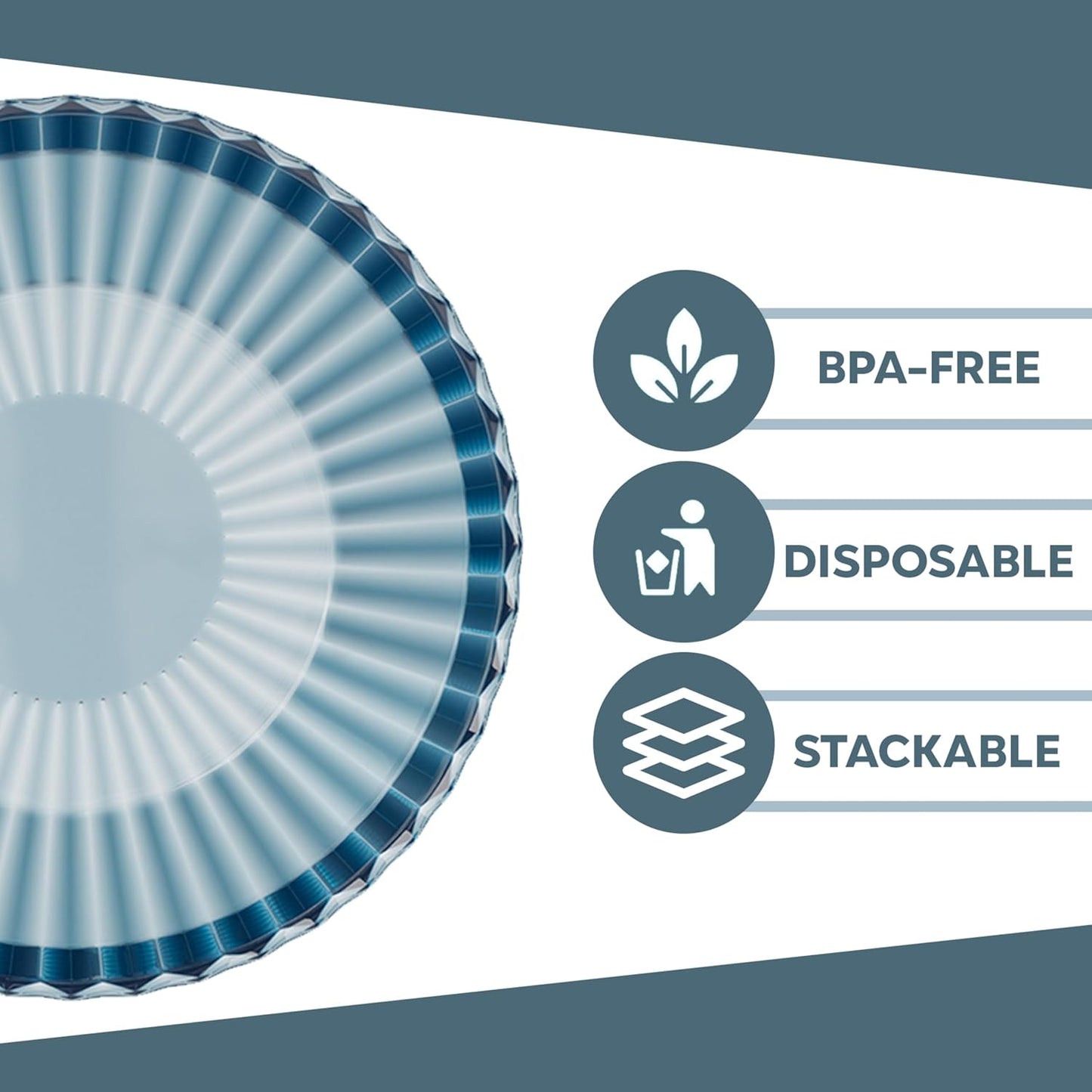 Exquisite Blue Plastic Bowls Disposable - 16 Oz - 20 Count - Disposable Soup Bowls - Great for Weddings Parties And Formal Occasions