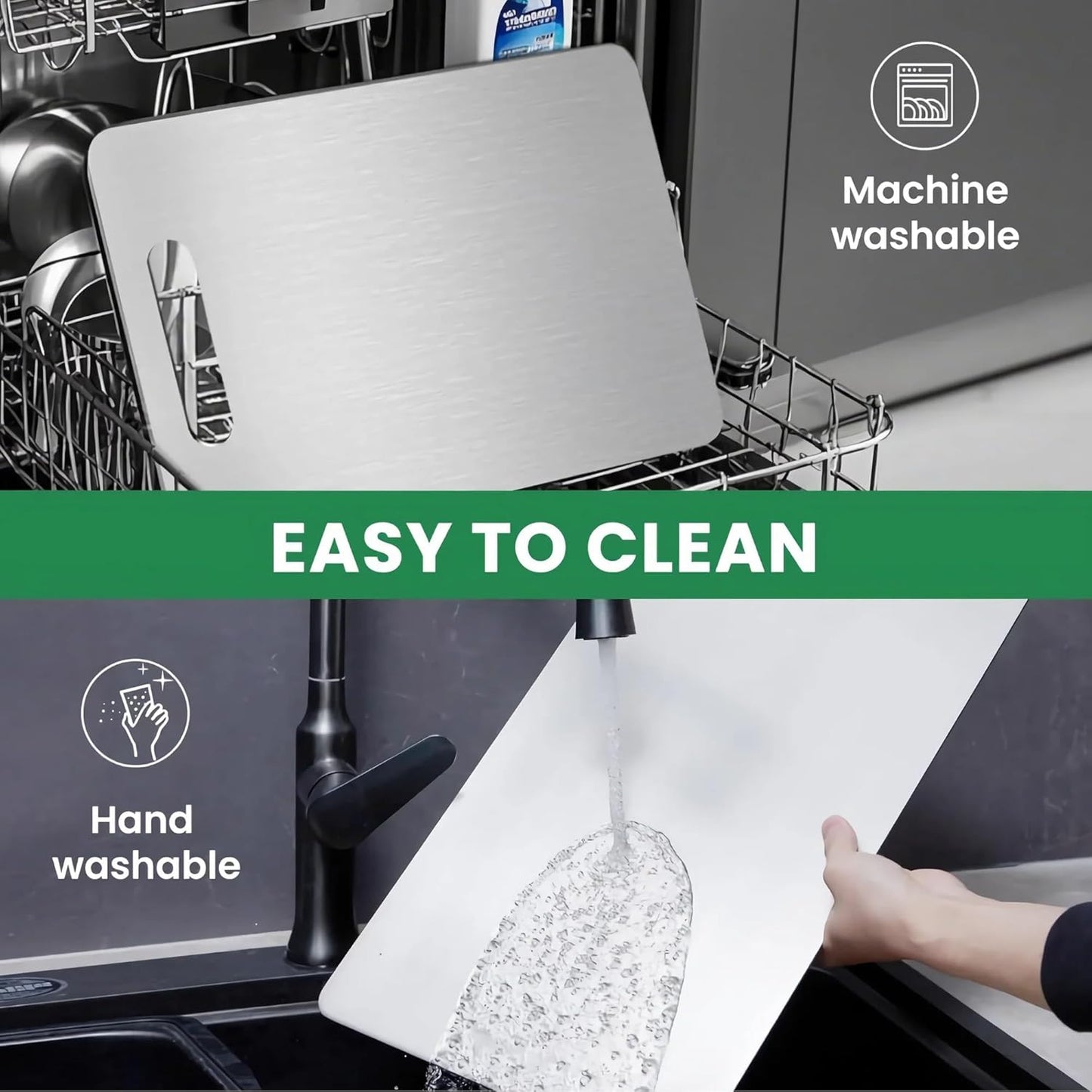 Titanium Cutting Board, New Upgrade Pure Titanium Cutting Boards for Kitchen, Double Sided Non Toxic Katuchef titanium Cutting Board, Hygiene Durable Dishwasher Safe Chopping Board (11.4IN*7.9IN)