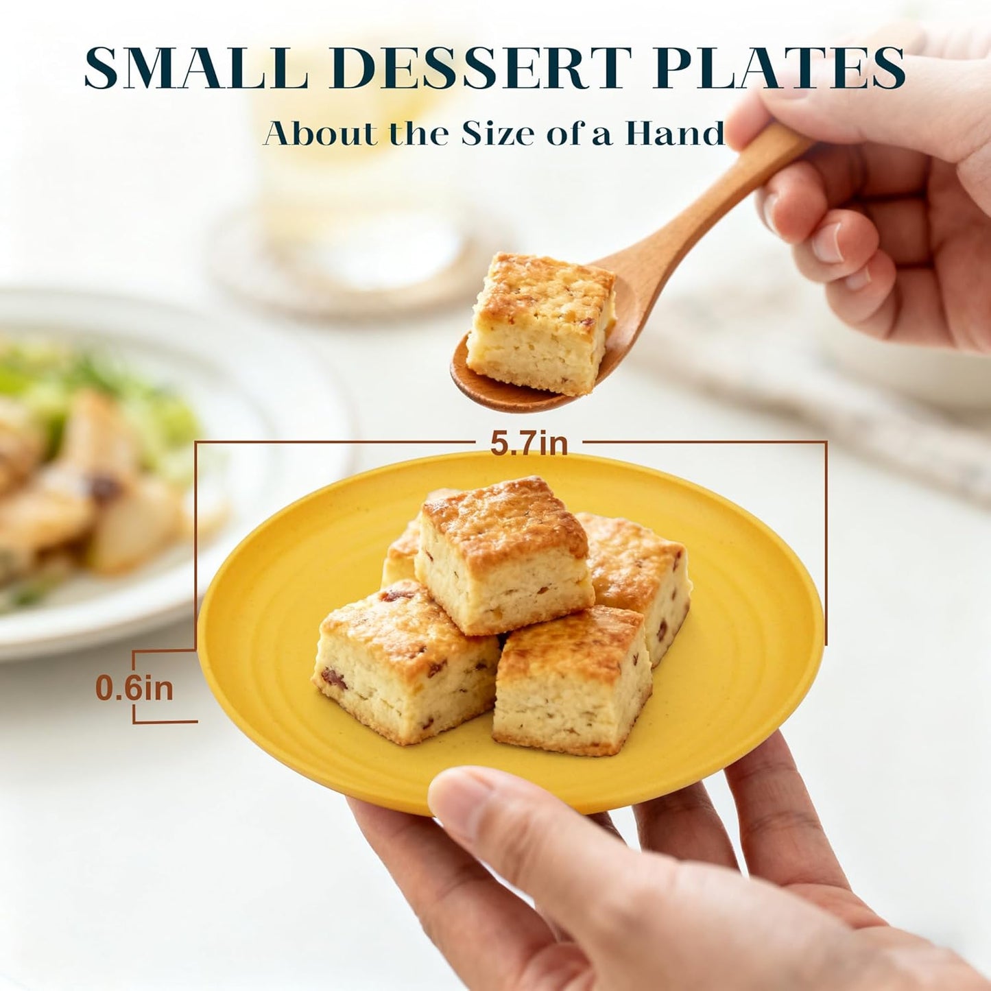 8 Pack Appetizer Plates 5.7 Inch, Lightweight Wheat Straw Plate Kids Plates, Plastic Plates Reusable, Microwave & Dishwasher Safe Small Plate for Kitchen, Camping (Multicolor)